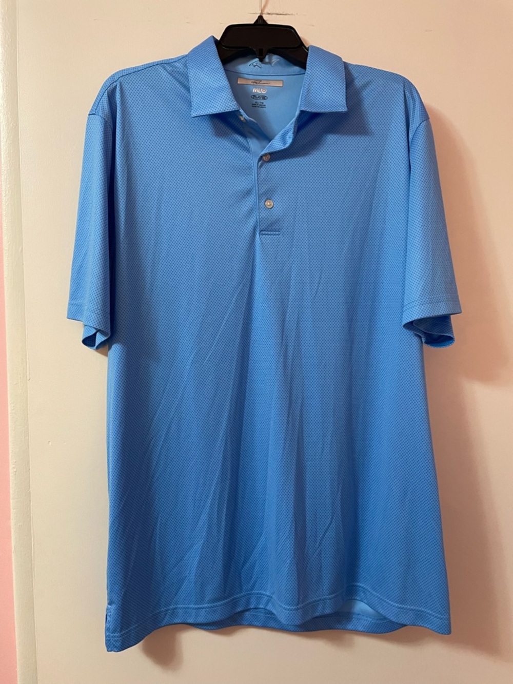 Greg Norman blue polo play dry golf shirt